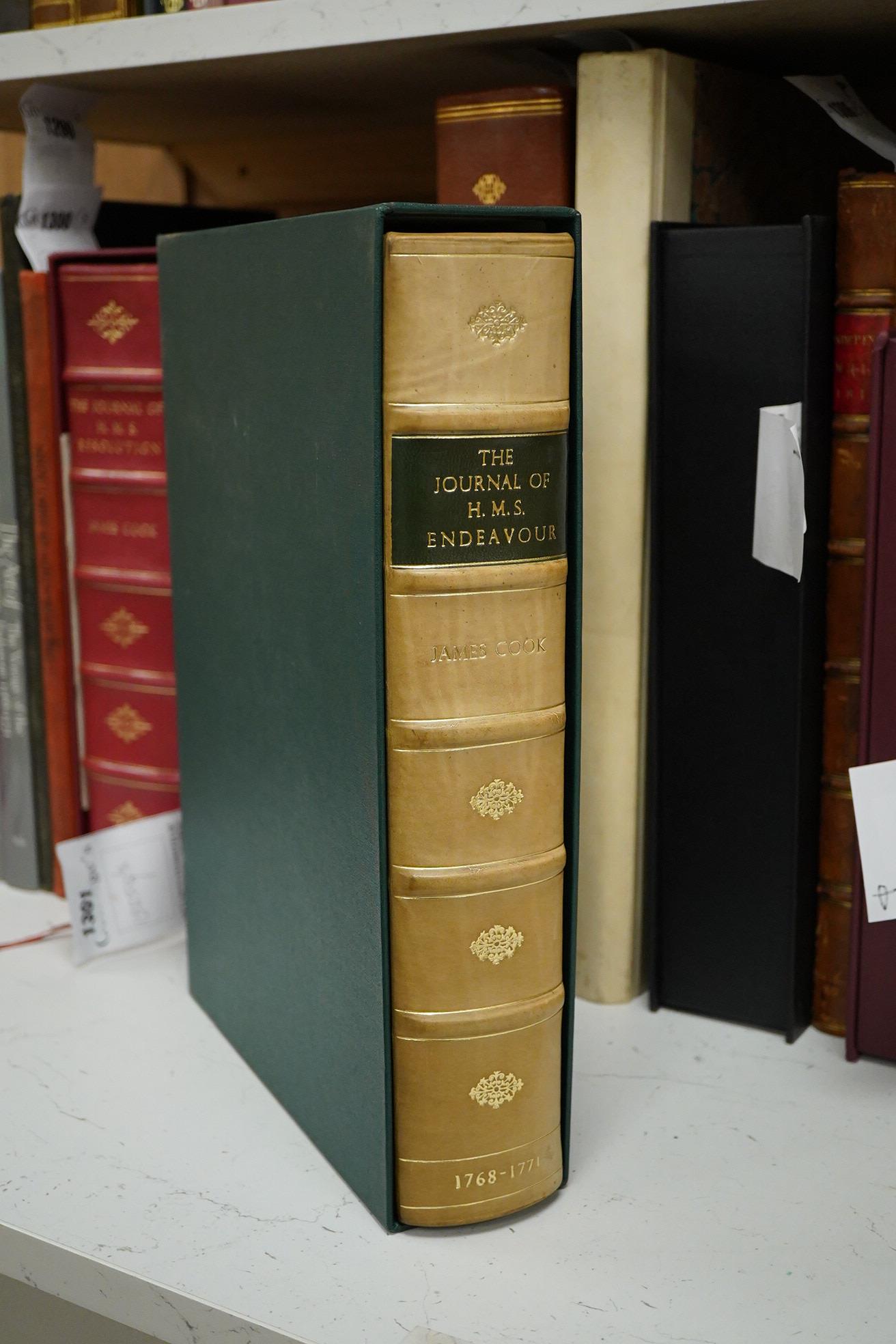 Cook, James - The Journal of H.M.S. Endeavour, 1768-1771. By Lieutenant James Cook. Limited Edition (of 500 numbered copies; this copy no. xiv of 20 presentation copies). 40 plates (some coloured), text illus. and facsim